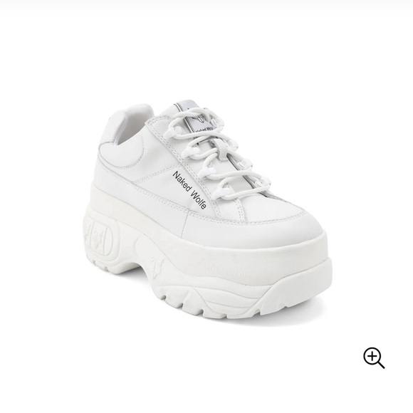 NAKED WOLFE SPORTY WHITE LEATHER SNEAKER WORN - Picture 2 of 7